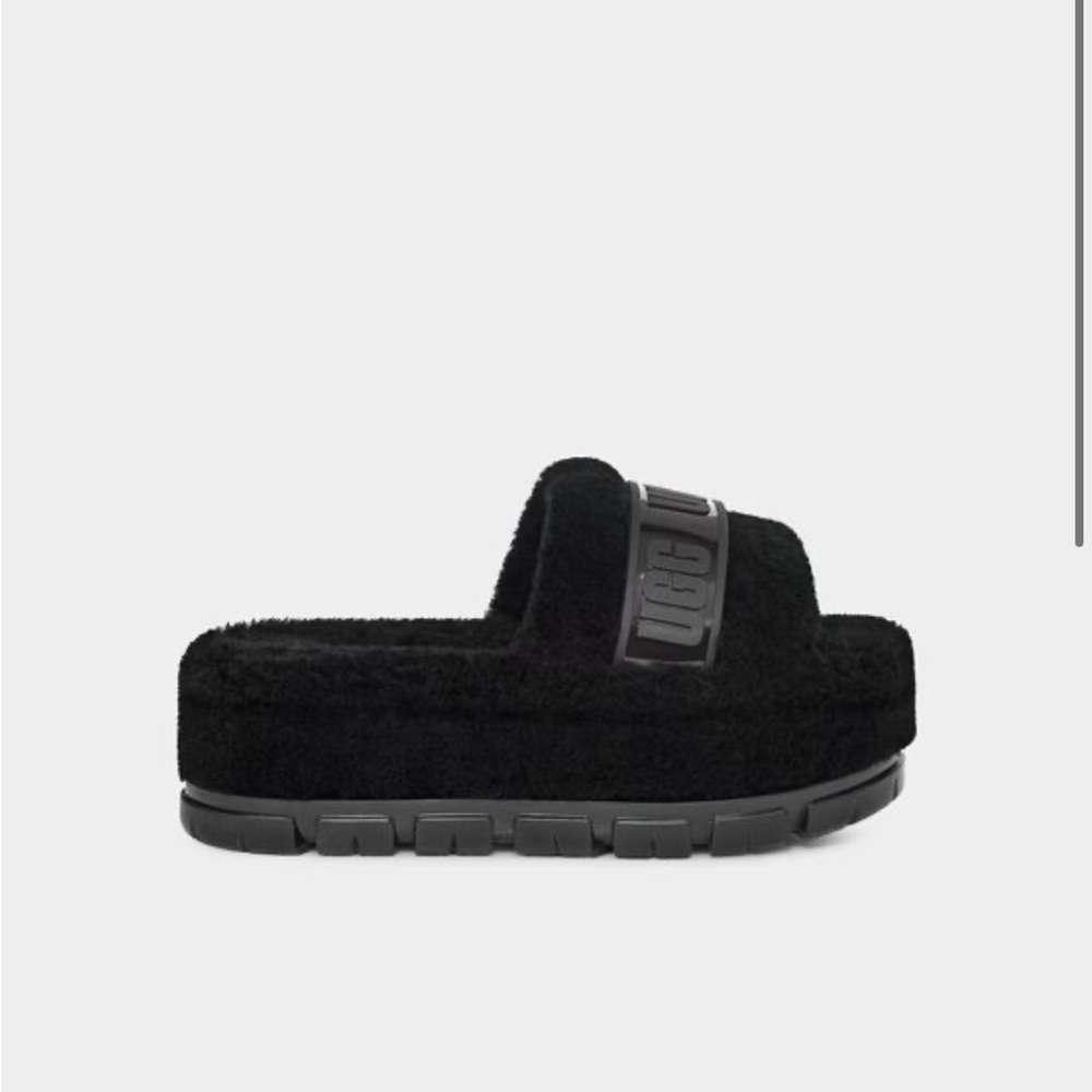 ugg black fluffita platform sandals